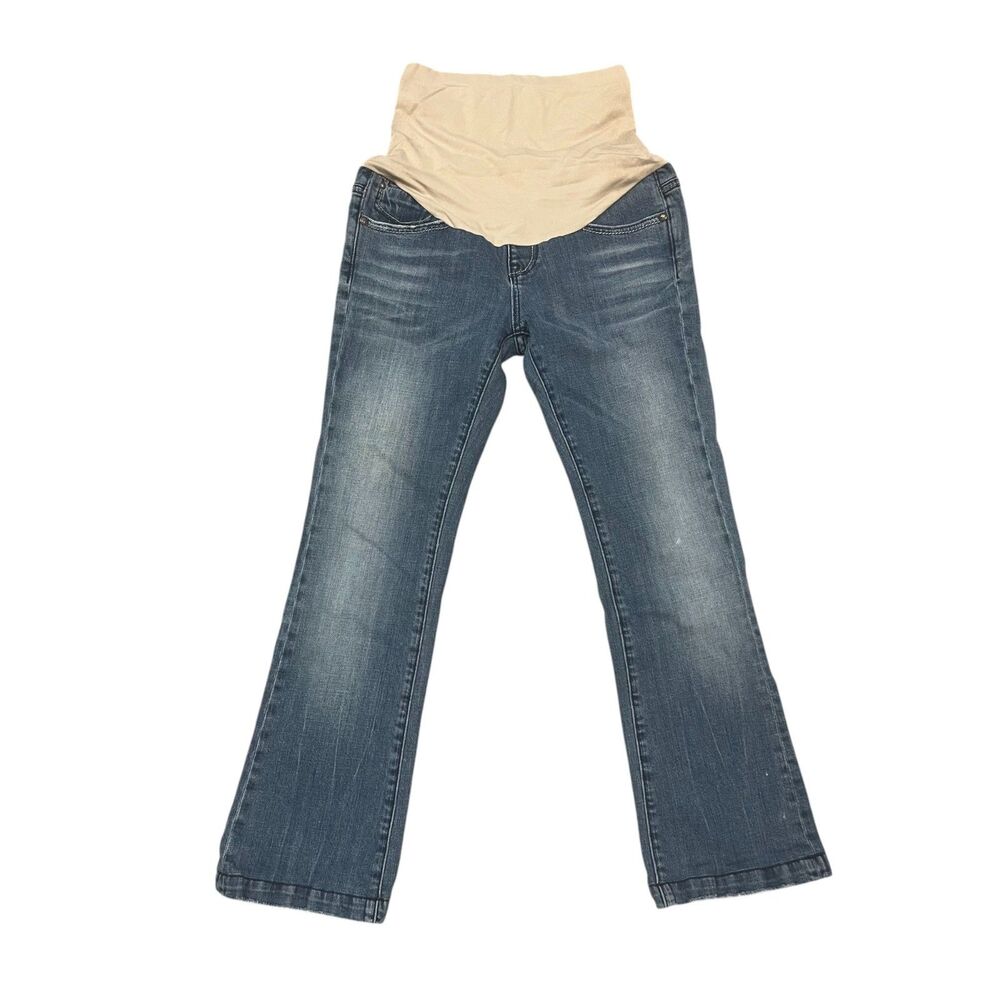 A Pea In The Pod REROCK Flare Leg Maternity Jeans Distressed Sz 28 XS